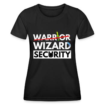 WARRIOR IS WIZARD SECURITY DRAGONS AVENTURES JDR - T-shirt sport Femme - noir - Devant - AI Model Female 172 light (172cm)
