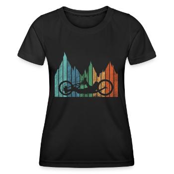 Handbike Mountain Vintage - Frauen Funktions-T-Shirt - Schwarz - Vorne - AI Model Female 172 light (172cm)