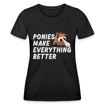 PONIES MAKE EVERYTHING BETTER PONY THERAPY - Women's Functional T-Shirt - black - Front - AI Model Female 172 light (172cm)