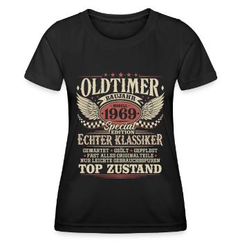 Oldtimer Baujahr 1969 Jahrgang Geburtstag Geschenk - Frauen Funktions-T-Shirt - Schwarz - Vorne - AI Model Female 172 light (172cm)