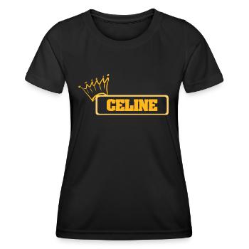 Nom : Céline - T-shirt sport Femme - noir - Devant - AI Model Female 172 light (172cm)