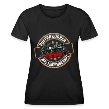 Modellbauer - Pufferküsse - Frauen Funktions-T-Shirt - Schwarz - Vorne - AI Model Female 172 light (172cm)