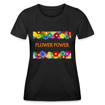 Flower Power - Frauen Funktions-T-Shirt - Schwarz - Vorne - AI Model Female 172 light (172cm)