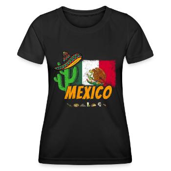 Cactus vintage du Mexique avec drapeau, Sombrero - T-shirt sport Femme - noir - Devant - AI Model Female 172 light (172cm)