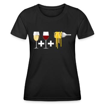 Vin rouge et Vin blanc et Pâtes - T-shirt sport Femme - noir - Devant - AI Model Female 172 light (172cm)