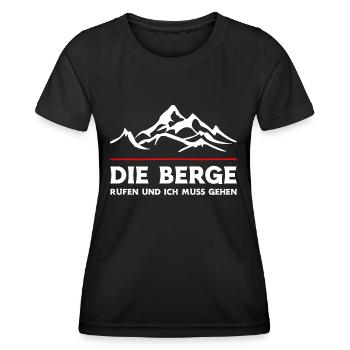 Die Berge rufen und ich muss gehen. Wandern Design - Frauen Funktions-T-Shirt - Schwarz - Vorne - AI Model Female 172 light (172cm)