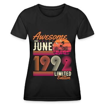 Juni 1992 Vintage Jahrgang Retro Geburtstag - Frauen Funktions-T-Shirt - Schwarz - Vorne - AI Model Female 172 light (172cm)