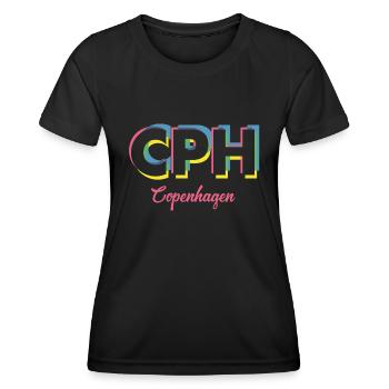 Copenhague - CPH - Copenhague - Dänemark - Danemark - T-shirt sport Femme - noir - Devant - AI Model Female 172 light (172cm)