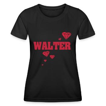 Idée cadeau Walter - T-shirt sport Femme - noir - Devant - AI Model Female 172 light (172cm)