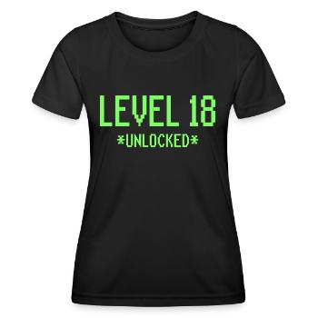 18e anniversaire Niveau 18 Jeux cadeaux - T-shirt sport Femme - noir - Devant - AI Model Female 172 light (172cm)