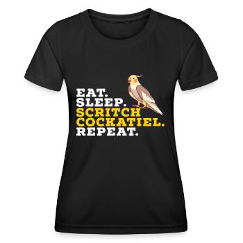 Cockatiel Cockatiel Cockatoo Perroquet Oiseau Cadeau - T-shirt sport Femme - noir - Devant - AI Model Female 172 light (172cm)