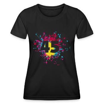 Numéro 45e éclaboussure de couleur - T-shirt sport Femme - noir - Devant - AI Model Female 172 light (172cm)