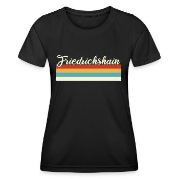 Friedrichshain - Berlin - Retro - Vintage - Balken - Frauen Funktions-T-Shirt - Schwarz - Vorne - AI Model Female 172 light (172cm)