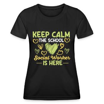 Keep Calm Sozialarbeiter Social Worker Betreuer - Frauen Funktions-T-Shirt - Schwarz - Vorne - AI Model Female 172 light (172cm)