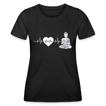 Buddha Yoga Herzschlag Hinduismus Meditation - Frauen Funktions-T-Shirt - Schwarz - Vorne - AI Model Female 172 light (172cm)