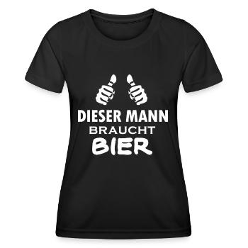 dieser mann braucht bier - Frauen Funktions-T-Shirt - Schwarz - Vorne - AI Model Female 172 light (172cm)