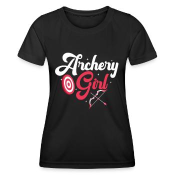 Tir à l’arc Girl Archer Target Bow & Arrows - T-shirt sport Femme - noir - Devant - AI Model Female 172 light (172cm)