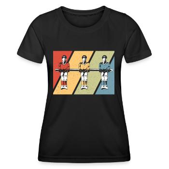 Vintage Table Soccer Lover Retro Foosball - Frauen Funktions-T-Shirt - Schwarz - Vorne - AI Model Female 172 light (172cm)