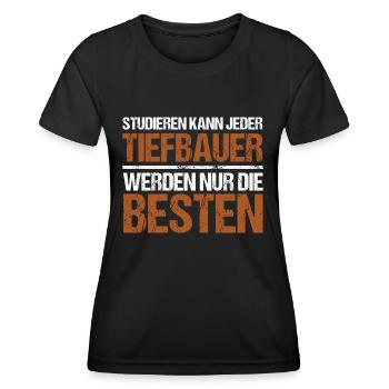 Tout le monde peut étudier - Édition Tiefbauer - T-shirt sport Femme - noir - Devant - AI Model Female 172 light (172cm)