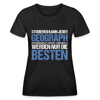 Anyone can study - Geograph Edition - Women's Functional T-Shirt - black - Front - AI Model Female 172 light (172cm)