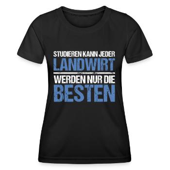 Tout le monde peut étudier - Farmer Edition - T-shirt sport Femme - noir - Devant - AI Model Female 172 light (172cm)