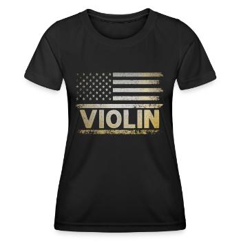 Drapeau américain USA Instrument violoniste Viole de viole - T-shirt sport Femme - noir - Devant - AI Model Female 172 light (172cm)