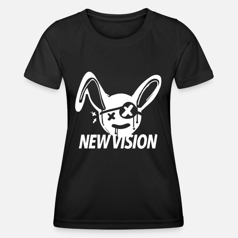rabbit, new vision, sayings - Women's Functional T-Shirt - black