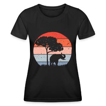 Éléphant Faune - T-shirt sport Femme - noir - Devant - AI Model Female 172 light (172cm)