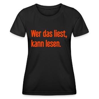 If you read this, you can read. - Women's Functional T-Shirt - black - Front - AI Model Female 172 light (172cm)