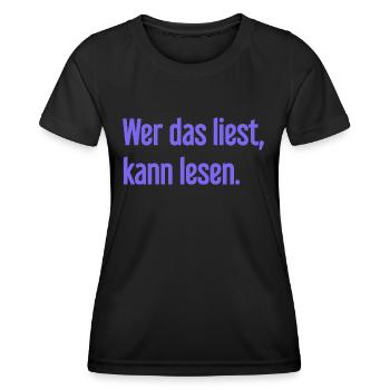 If you read this, you can read. - Women's Functional T-Shirt - black - Front - AI Model Female 172 light (172cm)