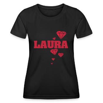 Laura - Frauen Funktions-T-Shirt - Schwarz - Vorne - AI Model Female 172 light (172cm)