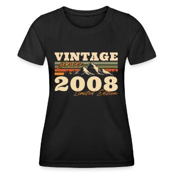 Berge Jahrgang 2008 geboren Geburtstagsgeschenk - Frauen Funktions-T-Shirt - Schwarz - Vorne - AI Model Female 172 light (172cm)