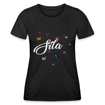 SILA - Nom de fille avec des papillons colorés - T-shirt sport Femme - noir - Devant - AI Model Female 172 light (172cm)