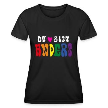 VOUS ÊTES DIFFÉRENT (Drapeau arc-en-ciel / LGBTQ) - T-shirt sport Femme - noir - Devant - AI Model Female 172 light (172cm)