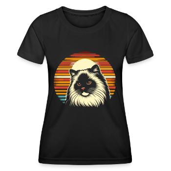 Retro Sunset Ragdoll Katze Ragdolls Liebhaber Besitzer Katzen - Frauen Funktions-T-Shirt - Schwarz - Vorne - AI Model Female 172 light (172cm)
