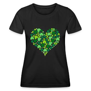 Trèfle d’Irlande - T-shirt sport Femme - noir - Devant - AI Model Female 172 light (172cm)