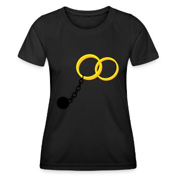Wedding rings ankle bracelet JGA Bachelor - Women's Functional T-Shirt - black - Front - AI Model Female 172 light (172cm)