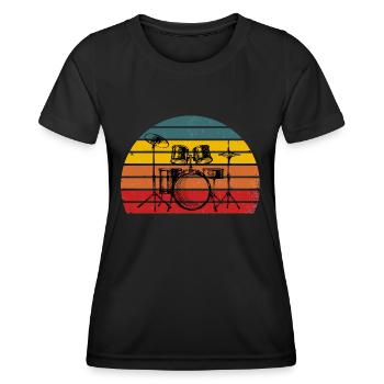 Drums Drummer Vintage Drummer Gift - Women's Functional T-Shirt - black - Front - AI Model Female 172 light (172cm)