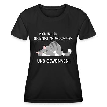 Mich hat ein Nickerchen angegriffen - Frauen Funktions-T-Shirt - Schwarz - Vorne - AI Model Female 172 light (172cm)
