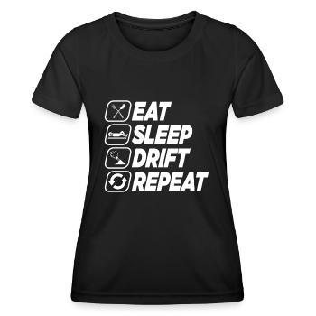 MANGER SOMMEIL DÉRIVE RÉPÉTER - T-shirt sport Femme - noir - Devant - AI Model Female 172 light (172cm)