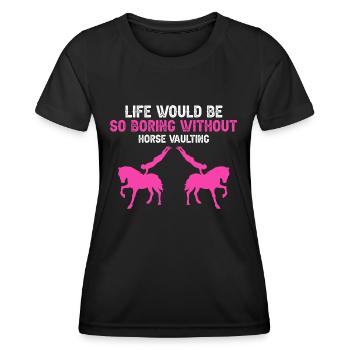 Conception acrobatique de voûte et cheval équestre - T-shirt sport Femme - noir - Devant - AI Model Female 172 light (172cm)