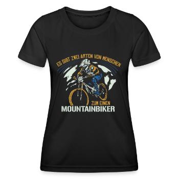 Mountainbiker und ? - Mountainbiker Mountainbike - Frauen Funktions-T-Shirt - Schwarz - Vorne - AI Model Female 172 light (172cm)