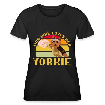 Yorkshire Terrier Yorkie Dog Gift - Women's Functional T-Shirt - black - Front - AI Model Female 172 light (172cm)