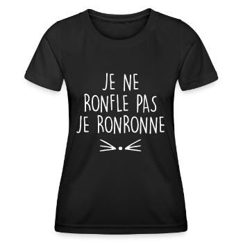 je ne ronfle pas je ronronne - T-shirt sport Femme - noir - Devant - AI Model Female 172 light (172cm)