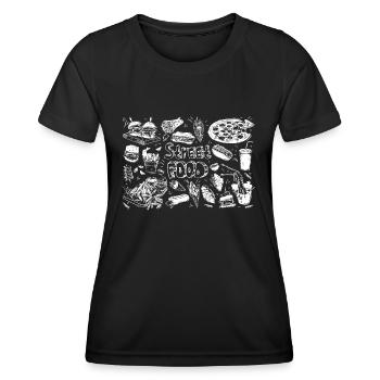Street Food Pizza Burger Wrap - T-shirt sport Femme - noir - Devant - AI Model Female 172 light (172cm)