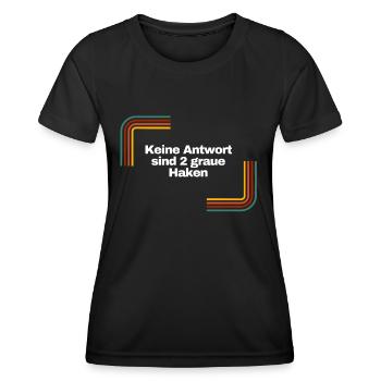 Keine Antwort sind 2 graue Haken | Shirt, Idee - Frauen Funktions-T-Shirt - Schwarz - Vorne - AI Model Female 172 light (172cm)