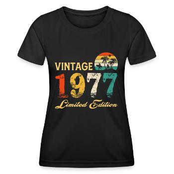 Millésime 1977 Edition Limitée Made In 1977 Anniversaire - T-shirt sport Femme - noir - Devant - AI Model Female 172 light (172cm)