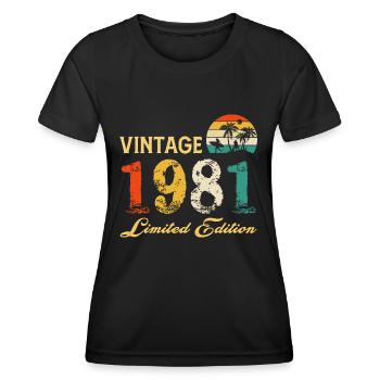 Vintage 1981 Limited Edition Made in 1981 Geburtstag - Frauen Funktions-T-Shirt - Schwarz - Vorne - AI Model Female 172 light (172cm)