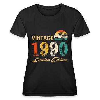 Vintage 1990 Limited Edition Made In 1990 Birthday - Women's Functional T-Shirt - black - Front - AI Model Female 172 light (172cm)