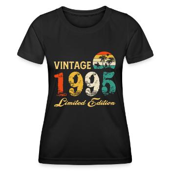Vintage 1995 Edition Limitée Made In 1995 Anniversaire - T-shirt sport Femme - noir - Devant - AI Model Female 172 light (172cm)